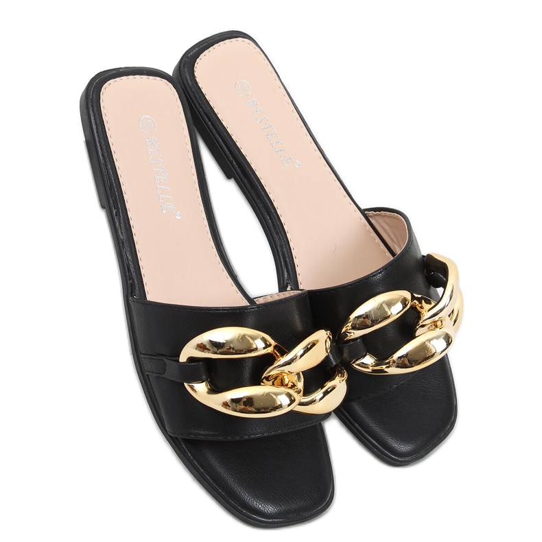 Dalia svarta tofflor med kedja