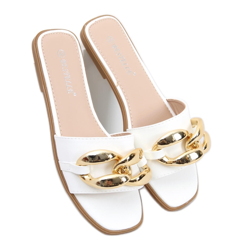 Tofflor med kedja Dalia White vit