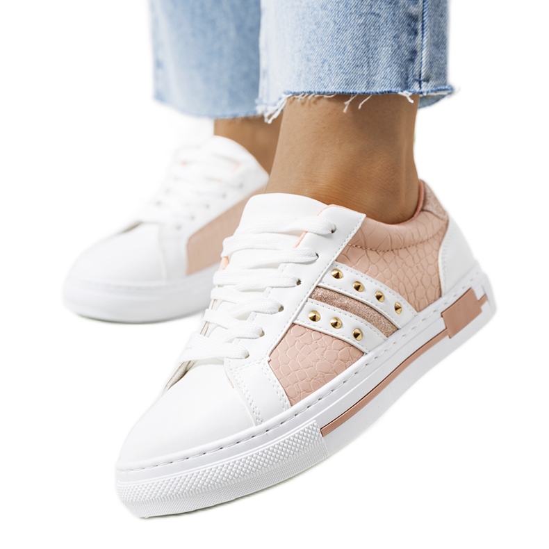 Rosa sneakers med Luus nitar vit