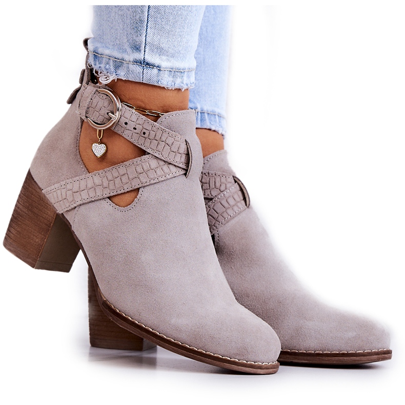 PL5 Skinnstövlar med snitt på stolpe Grå Axelle