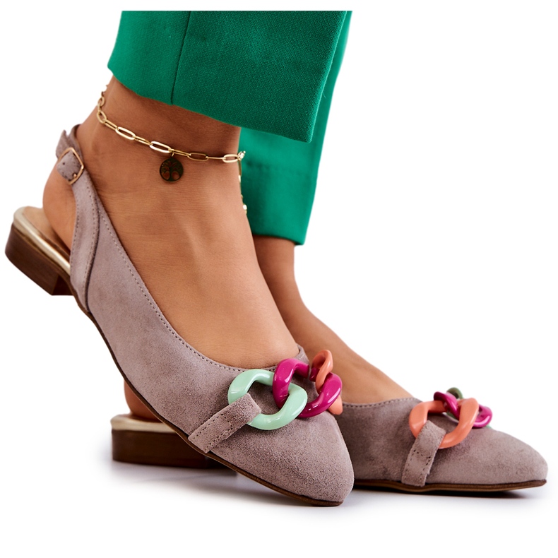 Lewski Shoes Mocka Ballerinas Med Kedja Lewski Skor 3125 Beige