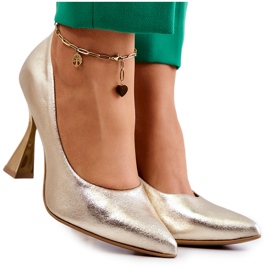 Lewski Shoes Fashionabla Läder Pumps Lewski Skor 3181 Golden gyllene