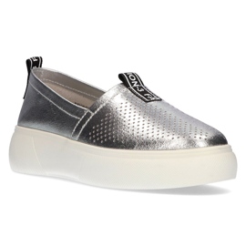 Läder slip-ons Filippo DP2027 / 21 Si silver