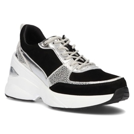 Läder Sneakers Filippo DP2056 / 21 Bk Si svart silver-