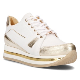Lädersneakers Filippo 092 vit och guld gyllene