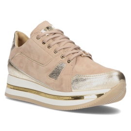 Lädersneakers Filippo 092 beige och guld gyllene