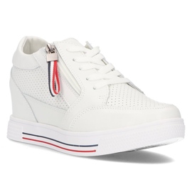 Läder wedge sneakers Filippo DP2350 / 21 Wh vita