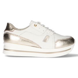 Lädersneakers Filippo DP3407 / 21 Wh vita gyllene