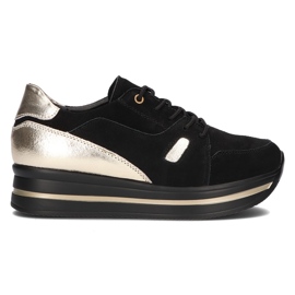 Lädersneakers Filippo DP3407 / 21 Bk Go Black svart gyllene