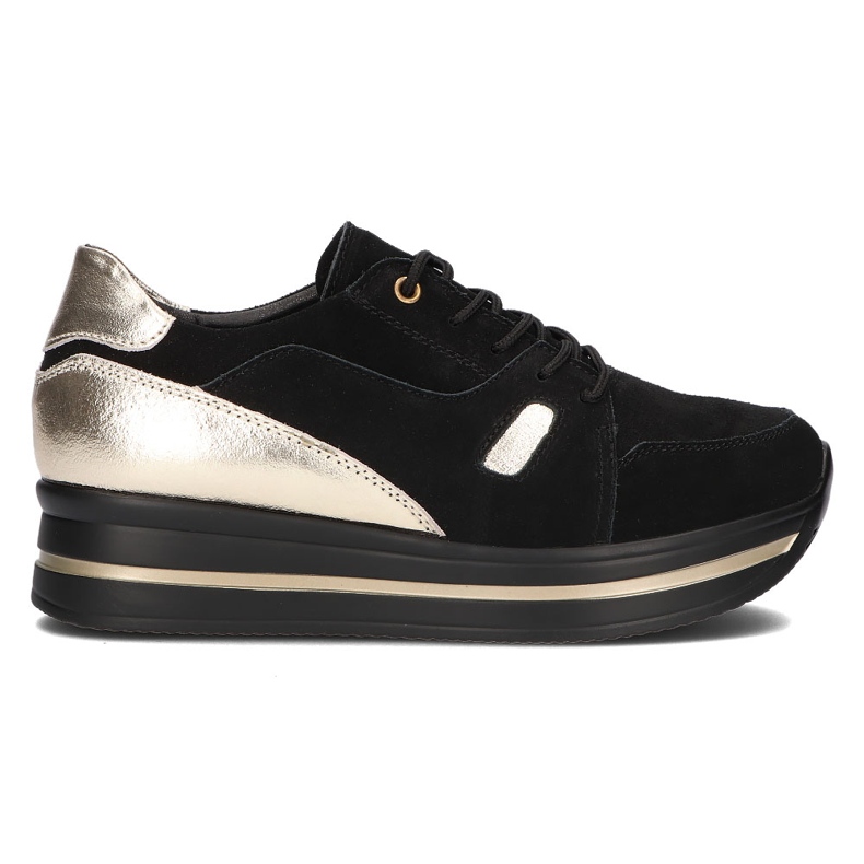 Lädersneakers Filippo DP3407 / 21 Bk Go Black svart gyllene