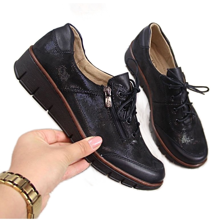 Läderskor Helios W H334 svart blank