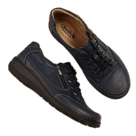 Läderskor med dragkedja Helios W H357D marinblå