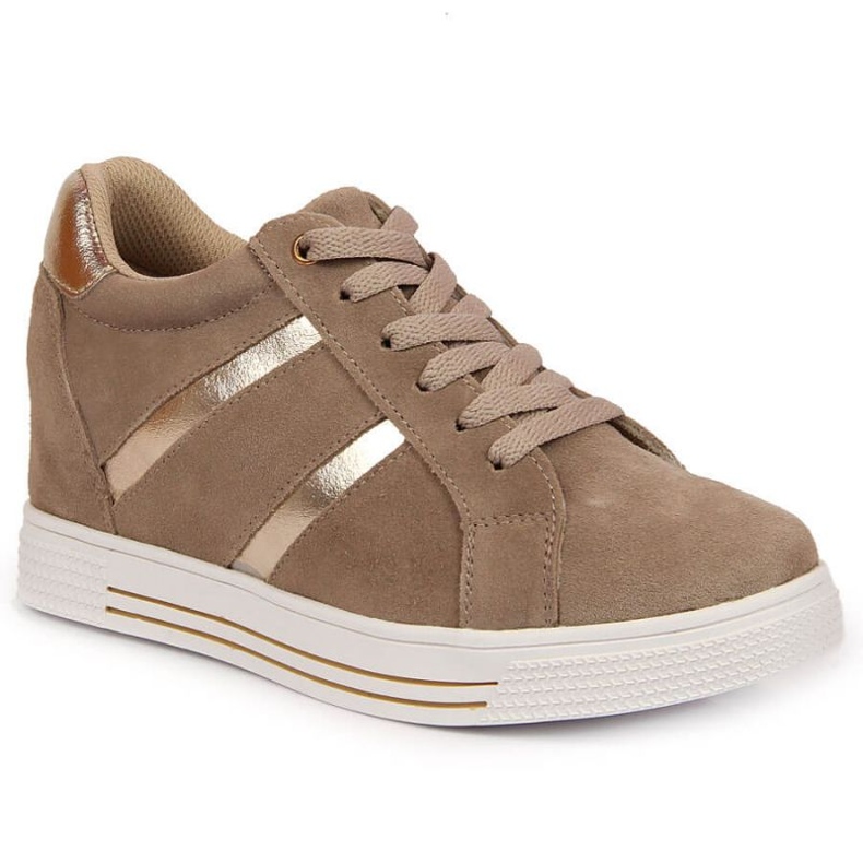 Lädersneakers på plattformen Filippo W PAW324A beige