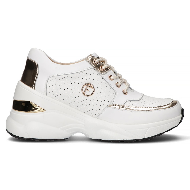 Läder Sneakers Filippo DP3655 / 22 Wh vit gyllene
