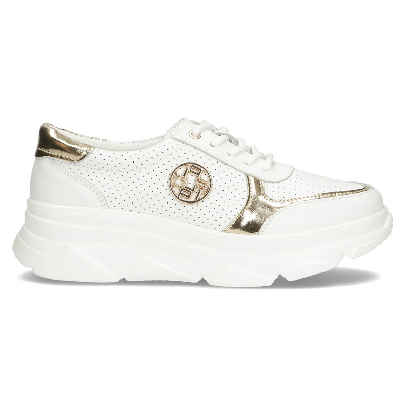 Läder Sneakers Filippo DP2138 / 22 Wh Go vit gyllene