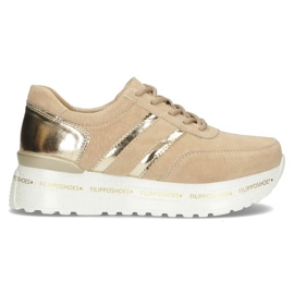 Läder Sneakers Filippo DP3689 / 22 Be beige gyllene