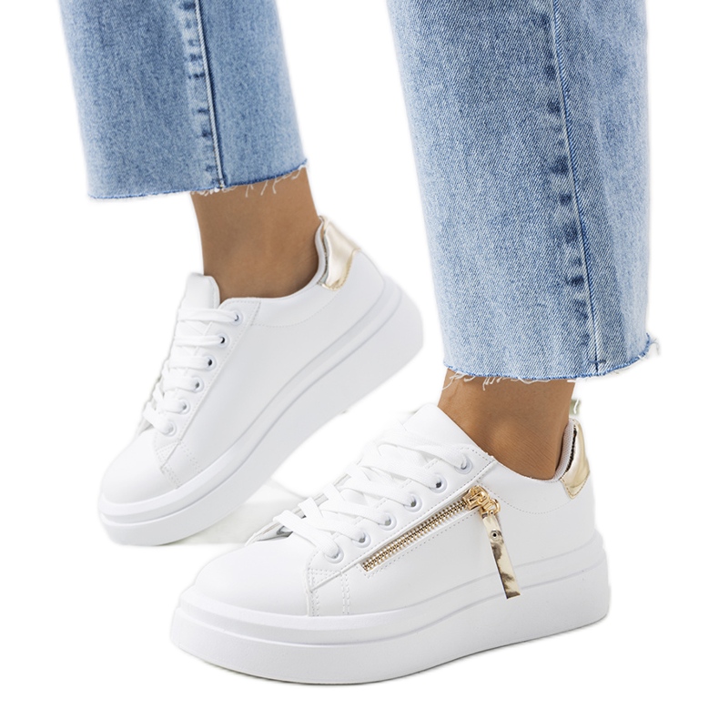 Tamis-sneakers i vitt och guld för kvinnor gyllene