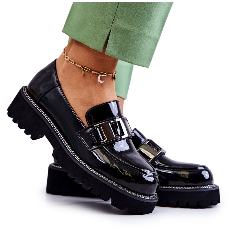 S.Barski Lackade läderskor i svart Corine