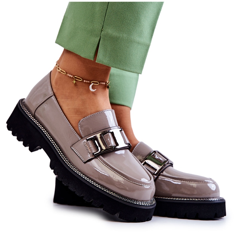 S.Barski Lackade Läderskor Grå Corine