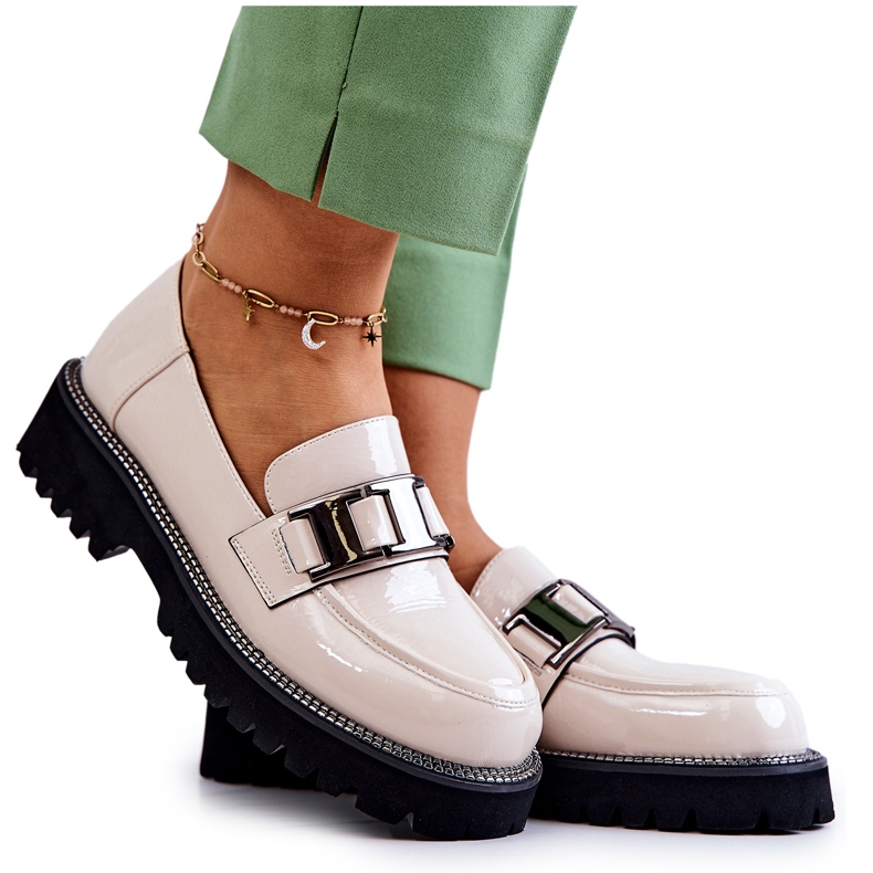 S.Barski Lackade Läderskor Ljus Beige Corine