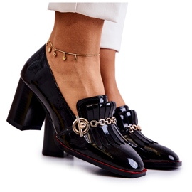 S.Barski Lackade Trendiga Svarta Jenice Pumps