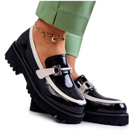 S.Barski Lackade Dam Loafers Svartvit Cassida