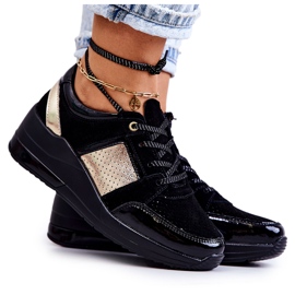 S.Barski Sportskor i mocka för kvinnor på en kil Svart Larson