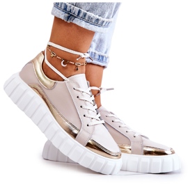 S.Barski Dambrogues på Noriso-plattformen i beige och guld gyllene