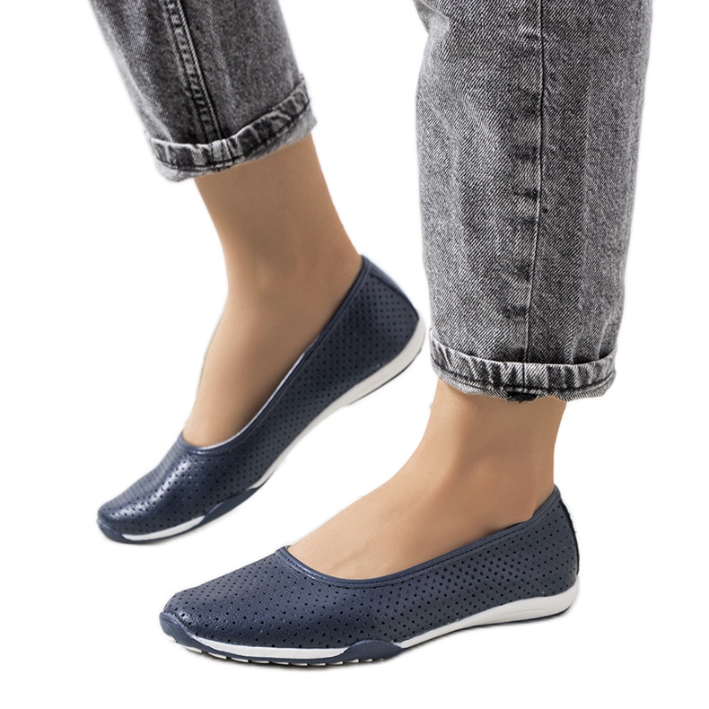 Simge marinblå läderballerinor