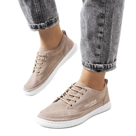 Valeska sneakers i beige läder