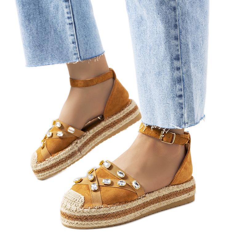 Bruna espadrillor med Dide cubic zirconia