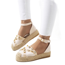 Beige espadrillor med Dide cubic zirconia