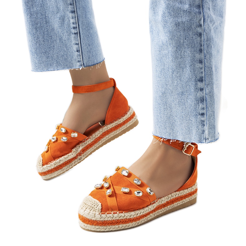 Orange espadrillor med Dide cubic zirconia
