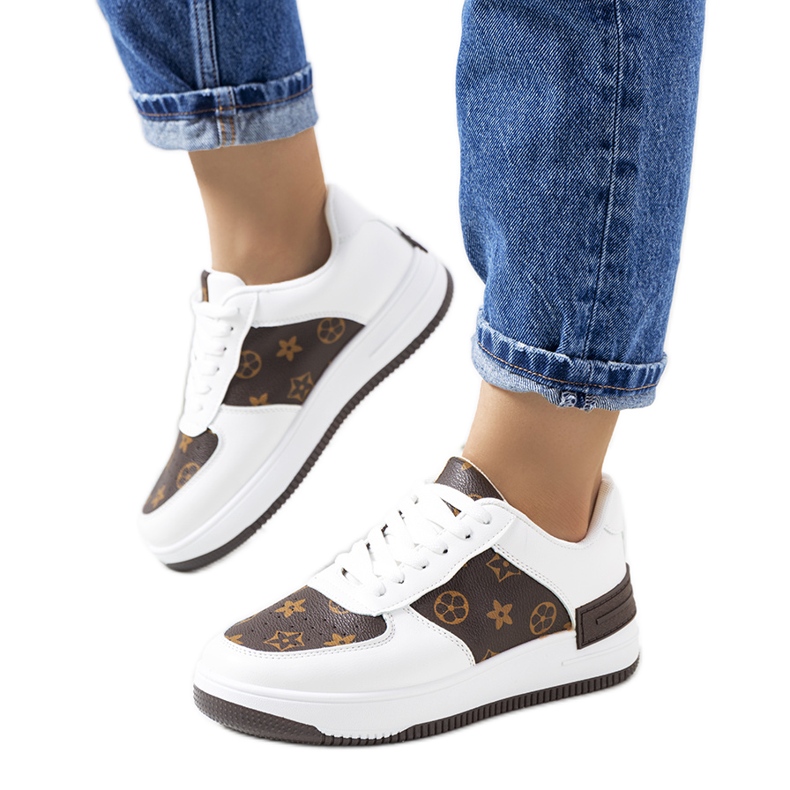 BM Djenna vita och bruna sneakers för kvinnor gul