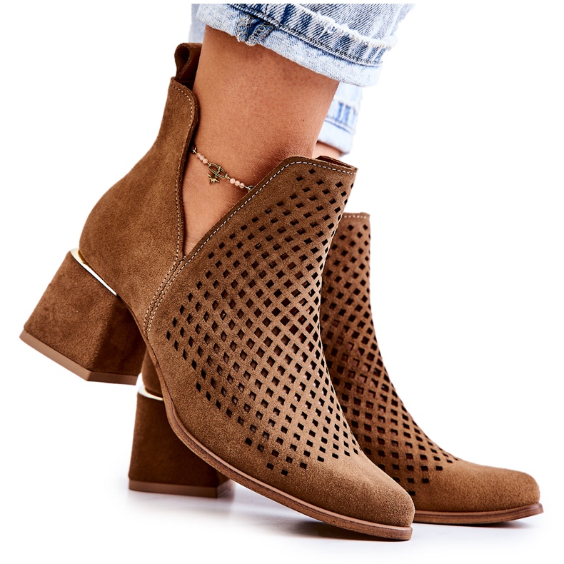 Lewski Shoes Mocka Openwork Boots Lewski Skor 3165 Camel brun