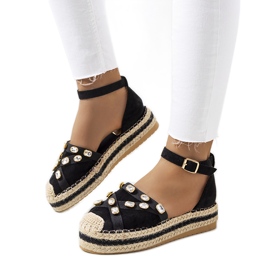 Svarta espadrillor med Dide cubic zirconia