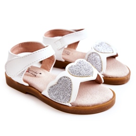 S.Barski Lädersandaler för barn Brocade Hearts White Luisa vit