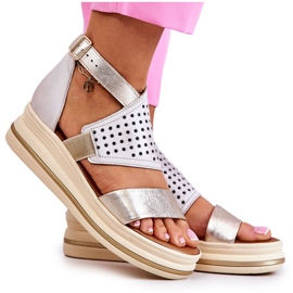 Lädersandaler Maciejka 05356-25 Beige och guld gyllene