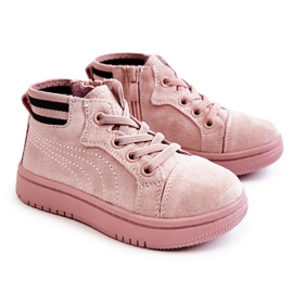 PA1 Höga sneakers för barn med rosa dragkedja