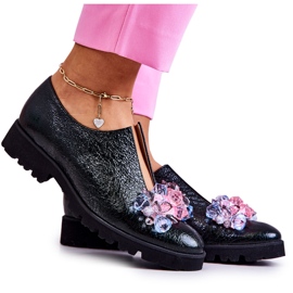 PA2 Eleganta läderskor med mörkgrön Cindy-dekoration