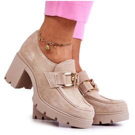 PL5 Eleganta skor på pelare med gulddekor Ljusbeige Harmell gyllene