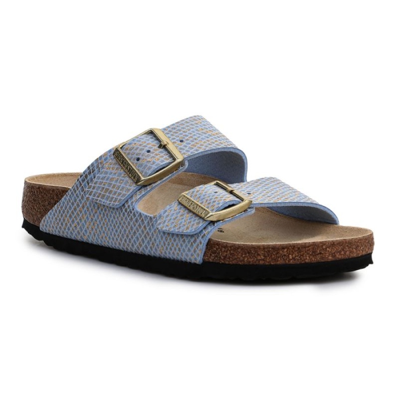 Birkenstock Arizona Shiny Python Dusty Blue W 1021463 blå