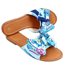 Lotos Blå tofflor med blommönster mångfärgad