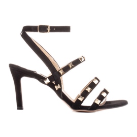 Marco Shoes Svarta mockasandaler med dekorativa nitar