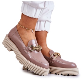 Dam Brogues Skor Gyllene Läder Dekoration Laura Messi 2383 Mörk Beige