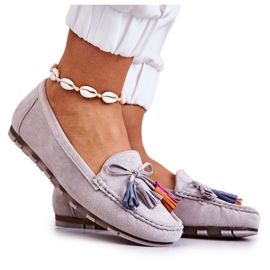 PS1 Grå Wilessa loafers i mocka för kvinnor