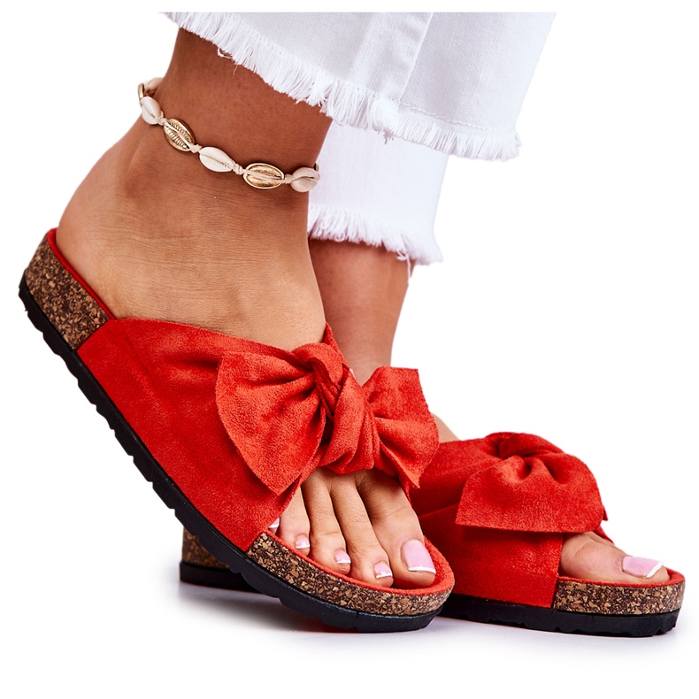 Wendy's Orange Cork Sole Flip Flops röd