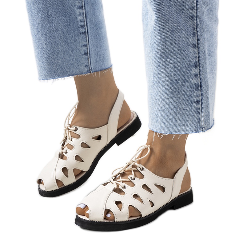 Beige Vlis bundna sandaler