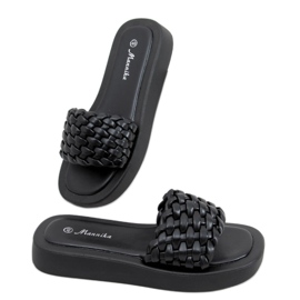 Högklackade sandaler med flätade Elida Black ränder svart