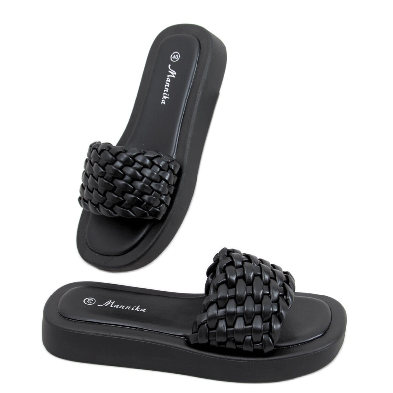 Högklackade sandaler med flätade Elida Black ränder svart